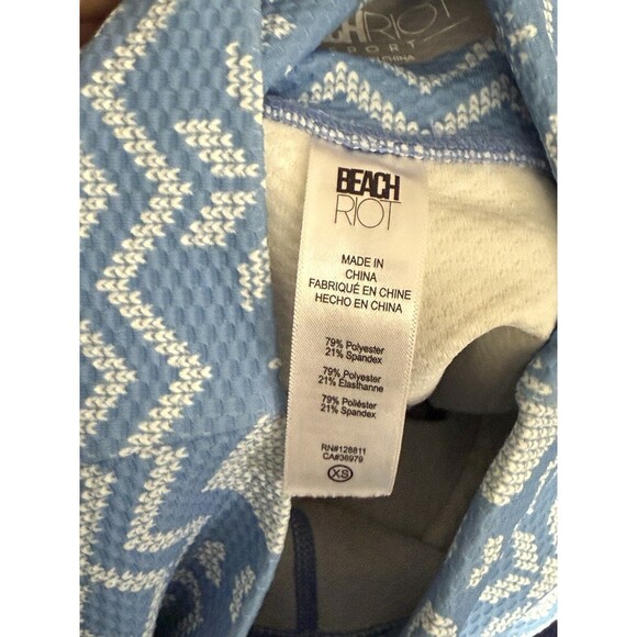 BEACH RIOT Fair Isle Leggings XS Blue White Snowflake Heart Knit Pattern Stretch - Picture 12 of 14